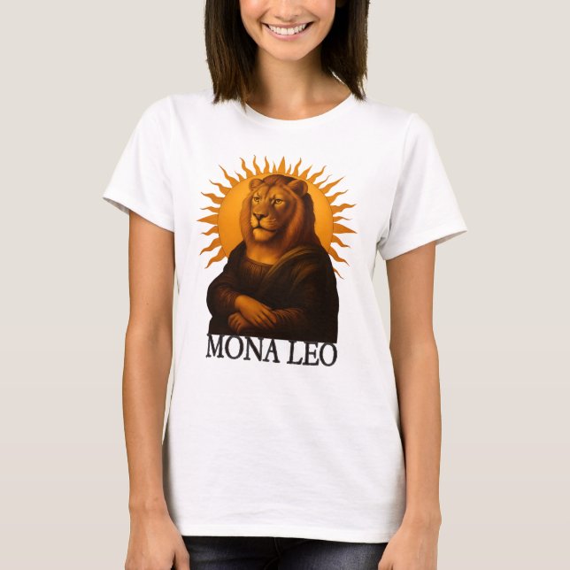 Leo astrology birth sign zodiac lion mona lisa t shirt (Framsida)