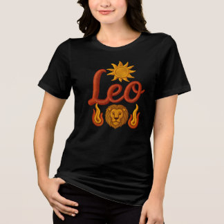 Leo astrology birth sign zodiac sun lion head fire t shirt