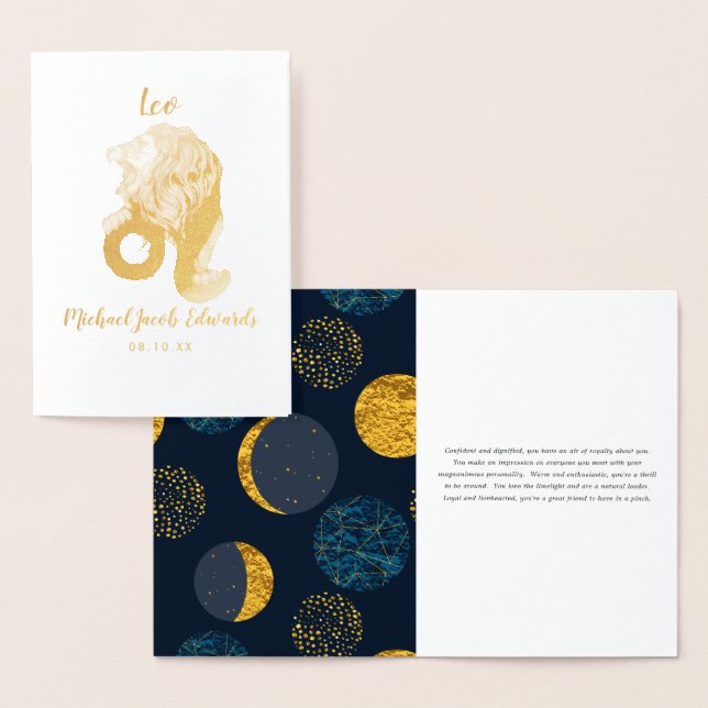 Leo Astrology | Personlig Zodiac-tecken Folierat Kort (Display)