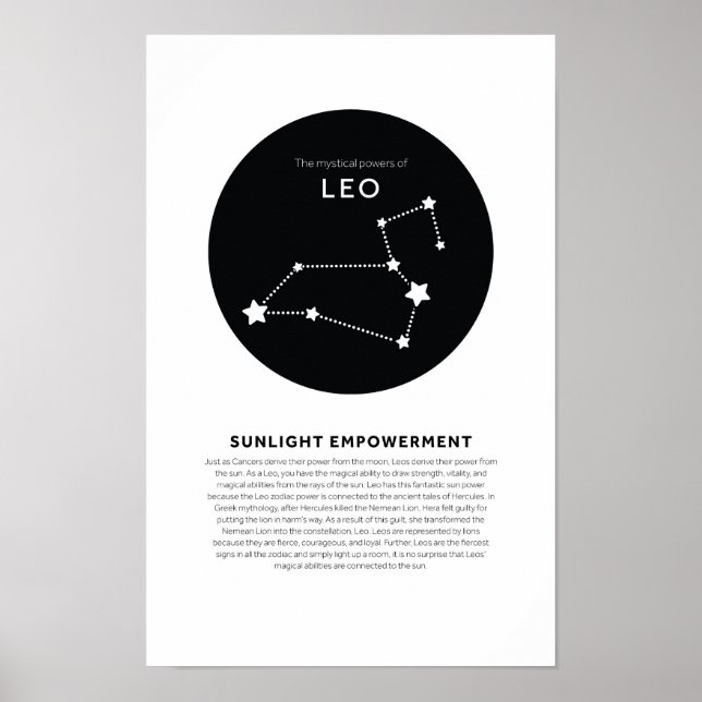 Leo Astrology Stjärntecken Zodiac Poster (Framsidan)