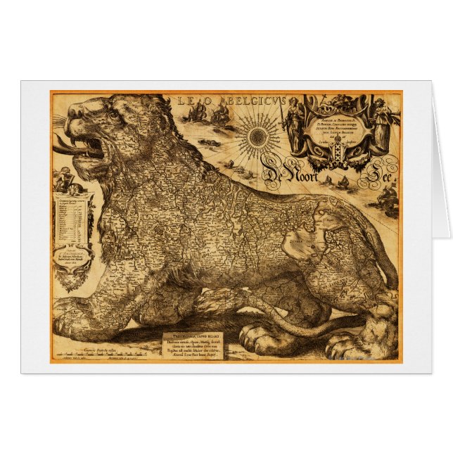 Leo Belgicus från Nederländerna och Belgien Hälsningskort (Framsidan Horizontal)