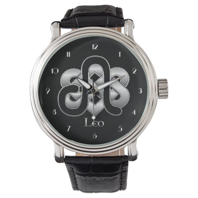 Leo Birth Sign Celtic Knot Zodiac Wrist Watch Watc Armbandsur (Framsida)