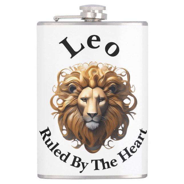 Leo Birth Sign, Lejon, föreskriven av hjärtat. Fickplunta (Framsidan)