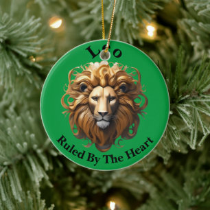 Leo Birth Sign, Lejon, föreskriven av hjärtat. Julgransprydnad Keramik
