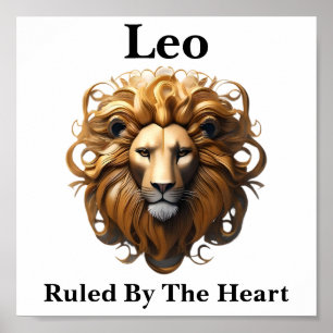 Leo Birth Sign, Lejon, föreskriven av hjärtat. Poster