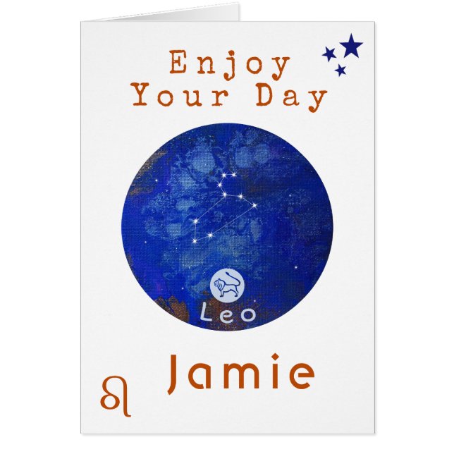 Leo Birthday Card, Horoscope Zodiac Birthday Card Hälsningskort (Framsidan)