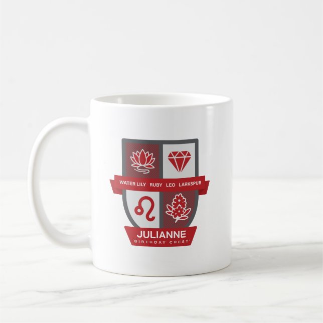 Leo Birthday Crest™ for July 23-31 Mug Kaffemugg (Vänster)