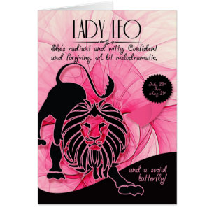 Leo Birthday Hennes Rosa 23 juli och 21 augusti Hälsningskort