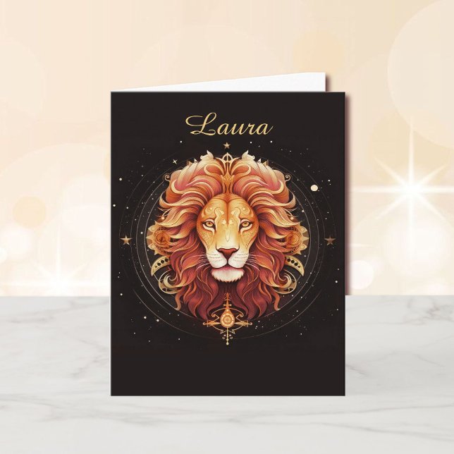 Leo Birthday Zodiac signerar juli till augusti Kort (Skapare uppladdad)