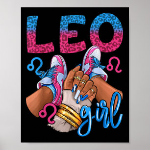 Leo Black Girl Birthday Women Sneakers Nagel Zodia Poster