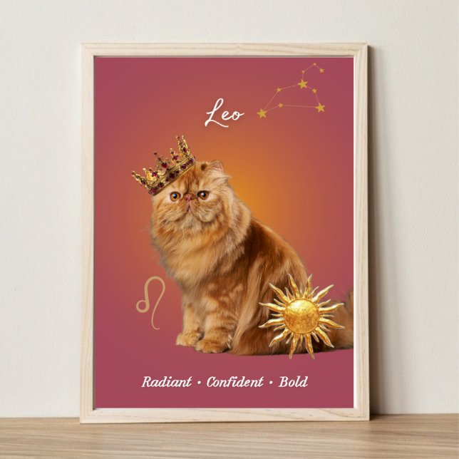 Leo Cat Art Print, Zodiac Cat Poster (Skapare uppladdad)