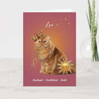 Leo Cat Birthday Card Kort