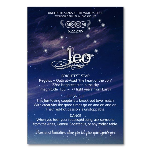 Leo Centerpiece Bordskort (Framsidan)