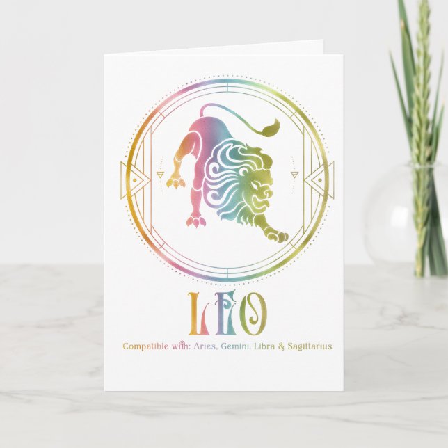 Leo Compatibility Birthday Greeting Card Kort (Framsida)
