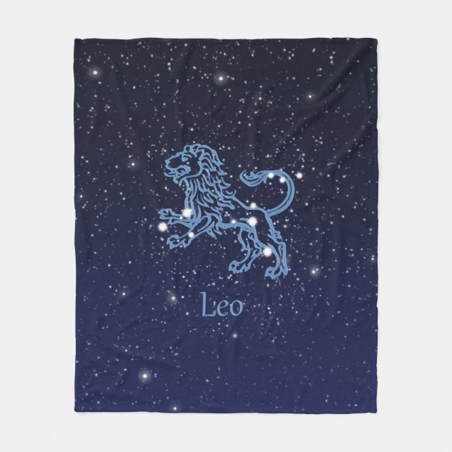 Leo Constellation and Zodiac Sign with Stars Fleecefilt (Framsidan)