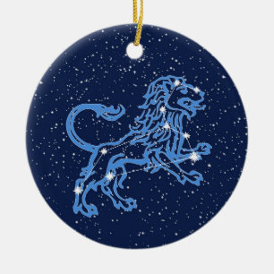 Leo Constellation and Zodiac Sign with Stars Julgransprydnad Keramik