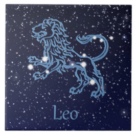 Leo Constellation and Zodiac Sign with Stars Kakelplatta
