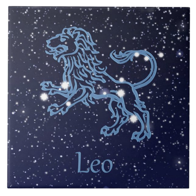 Leo Constellation and Zodiac Sign with Stars Kakelplatta (Framsidan)