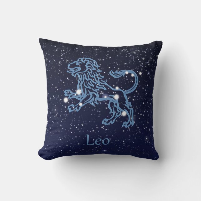 Leo Constellation and Zodiac Sign with Stars Kudde (Framsida)