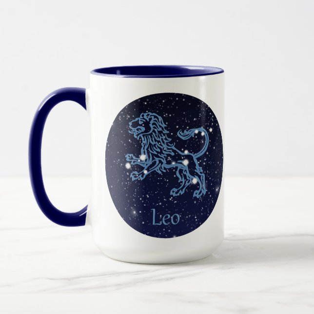 Leo Constellation and Zodiac Sign with Stars Mugg (Vänster)