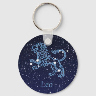 Leo Constellation and Zodiac Sign with Stars Nyckelring