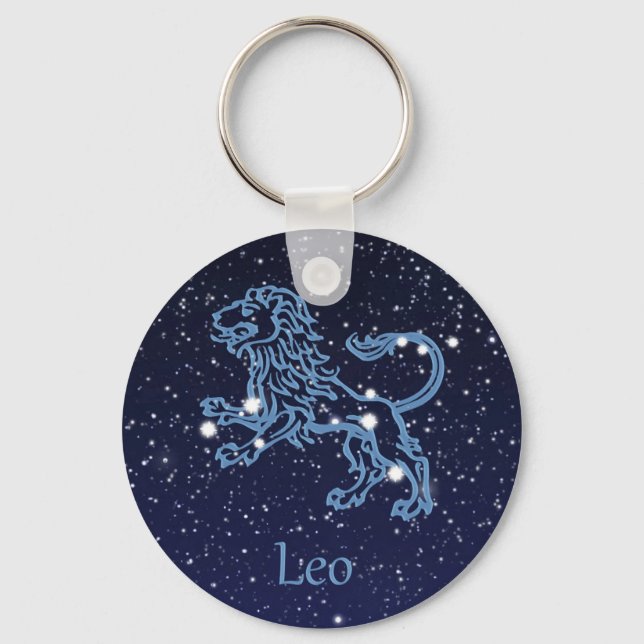 Leo Constellation and Zodiac Sign with Stars Nyckelring (Framsida)