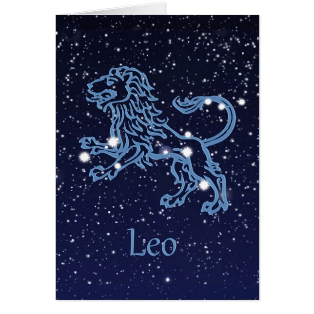 Leo Constellation and Zodiac Sign with Stars OBS Kort (Framsidan)
