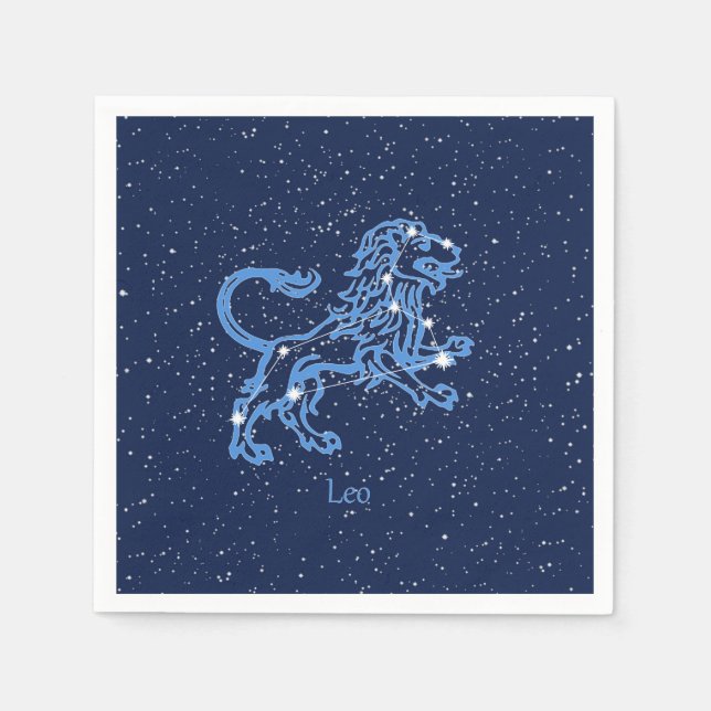 Leo Constellation and Zodiac Sign with Stars Pappersservett (Framsidan)