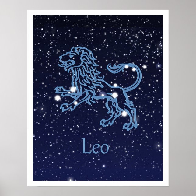 Leo Constellation and Zodiac Sign with Stars Poster (Framsidan)