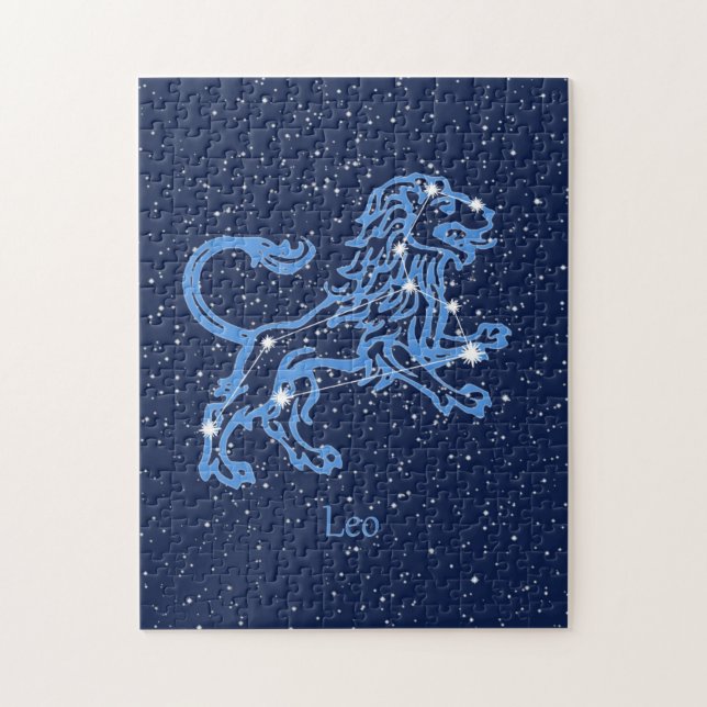 Leo Constellation and Zodiac Sign with Stars Pussel (Vertikal)