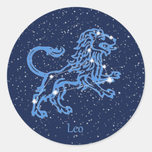 Leo Constellation and Zodiac Sign with Stars Runt Klistermärke