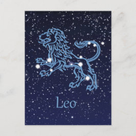 Leo Constellation and Zodiac Sign with Stars Vykort