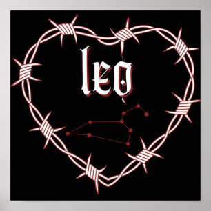 Leo Constellation Gothic Mörk Celestial Art Poster