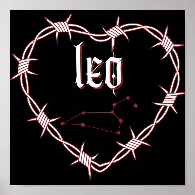 Leo Constellation Gothic Mörk Celestial Art Poster (Framsidan)