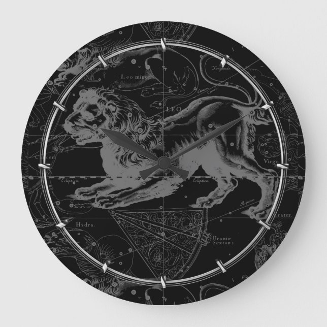 Leo Constellation Hevelius 1690 Decor Stor Klocka (Framsida)