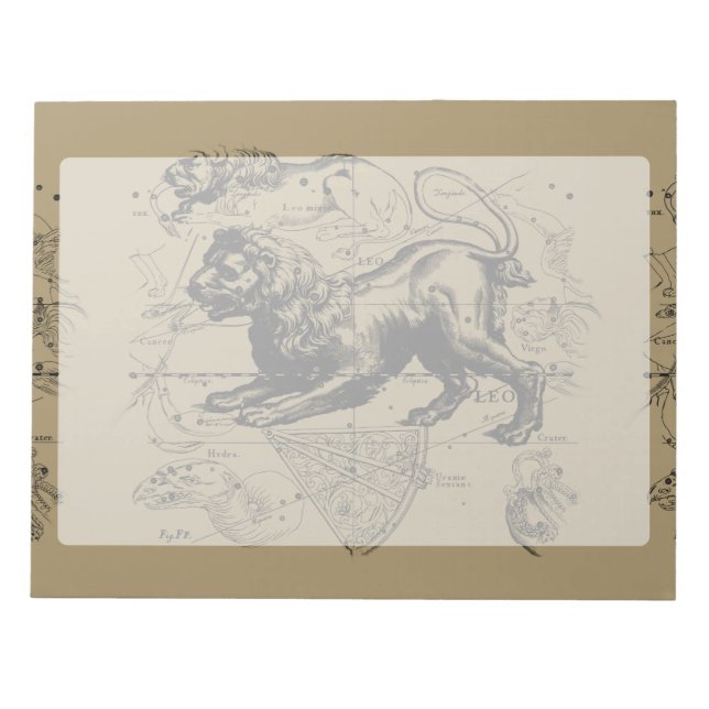 Leo Constellation Karta Hevelius 1690 on Taupe Anteckningsblock (Framsida)