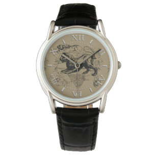 Leo Constellation Karta Hevelius 1690 on Taupe Dia Armbandsur