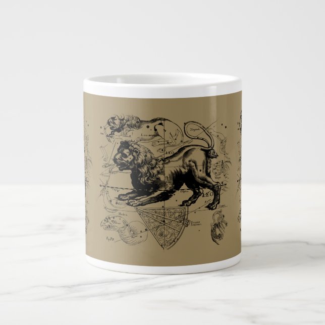 Leo Constellation Karta Hevelius 1690 on Taupe Jumbo Mugg (Framsidan)
