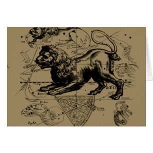 Leo Constellation Karta Hevelius circa 1690 Hälsningskort