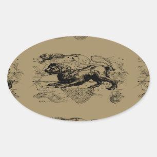 Leo Constellation Karta Hevelius circa 1690 Ovalt Klistermärke