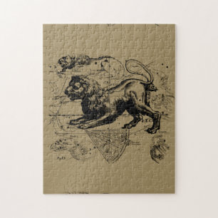 Leo Constellation Karta Hevelius circa 1690 Pussel