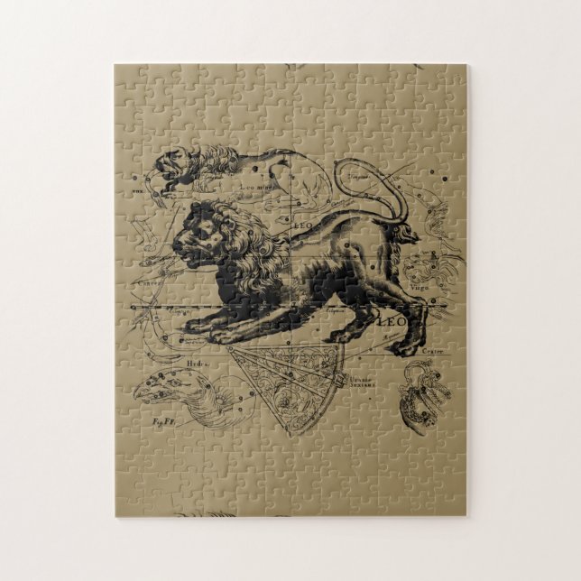 Leo Constellation Karta Hevelius circa 1690 Pussel (Vertikal)