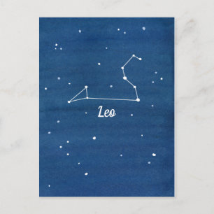 Leo Constellation Stars Indigo Blue Vykort