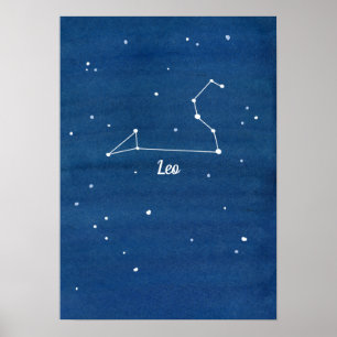 Leo Constellation Stars Night Himlar Poster