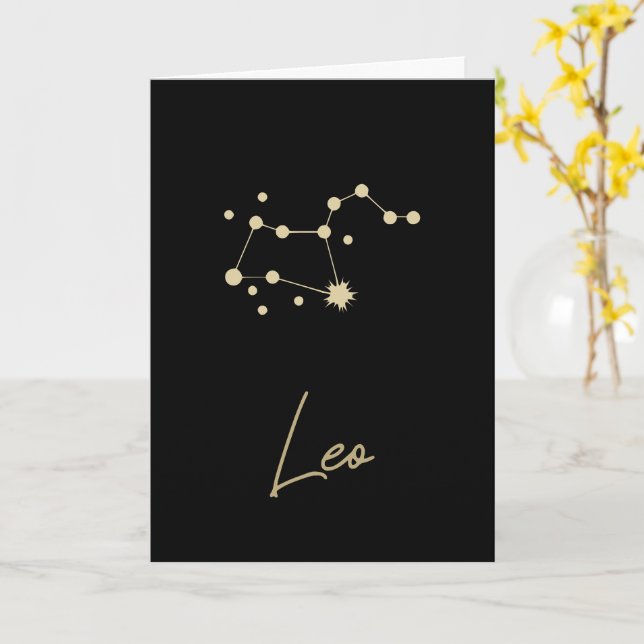 Leo Constellation Zodiac Kort (Gul blomma)