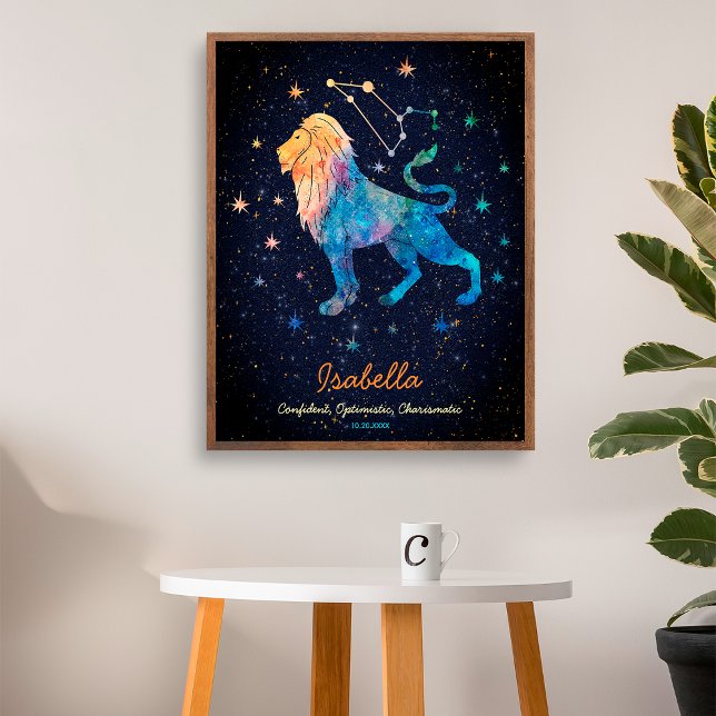 Leo Constellation Zodiac Watercolor Stars Galaxy Poster (Skapare uppladdad)