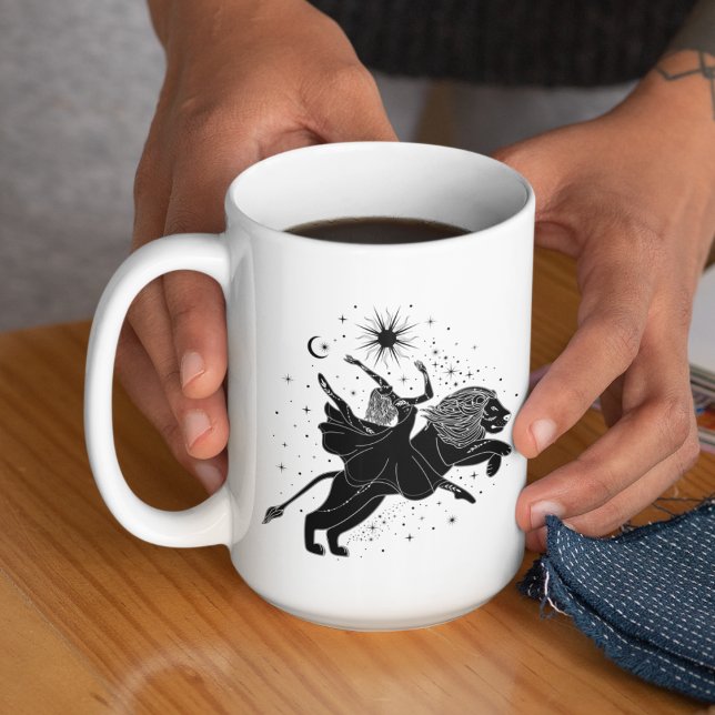 Leo Dansande Flicka 15oz Svart Kant Mugg (Skapare uppladdad)