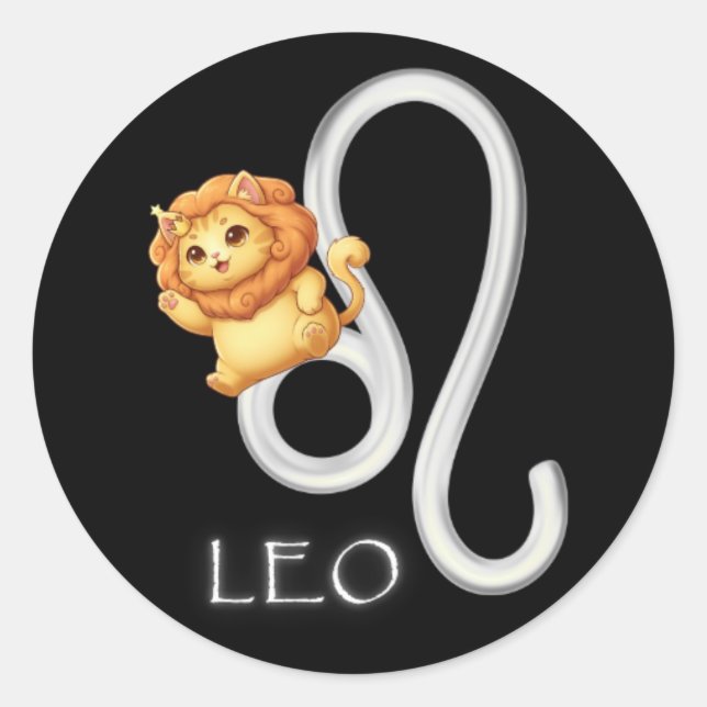 Leo-dekal Runt Klistermärke (Framsida)
