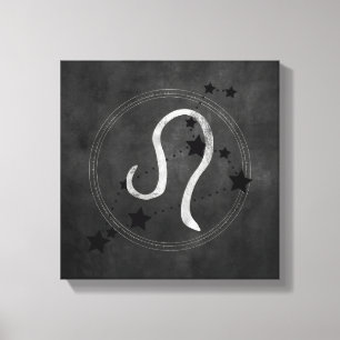 Leo den Lejona zodiacin Black & silver Canvastryck