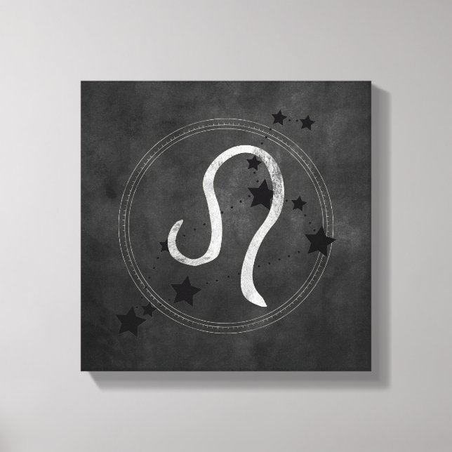 Leo den Lejona zodiacin Black & silver Canvastryck (Framsida)